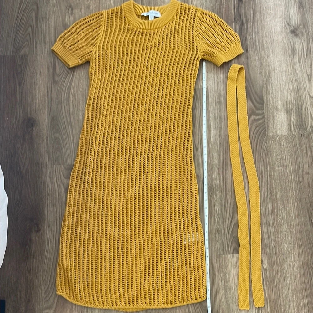 Amour Vert Chic Yellow Knit Midi Dress with Lining - XS - Picture 9 of 11
